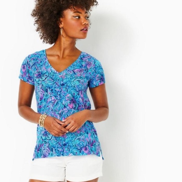 Lilly Pulitzer Meredith tshirt in Breakwater Blue Shells and Bells NWT - Picture 4 of 16